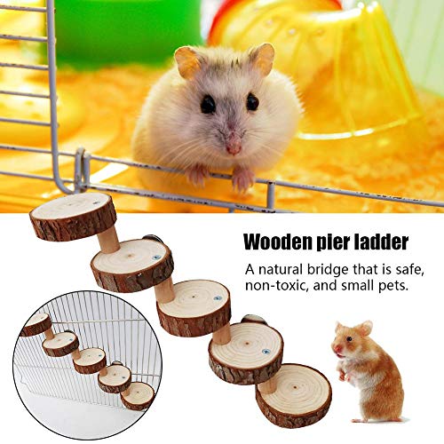 Aional Hamster Juguete Loro Springboard Escalera Escalada Hámster Muelle Madera Escalera Juguete Mascota Juguete