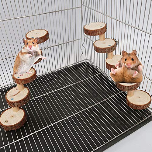 Aional Hamster Juguete Loro Springboard Escalera Escalada Hámster Muelle Madera Escalera Juguete Mascota Juguete