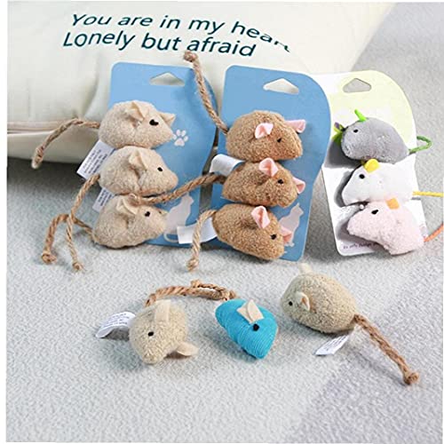 Aiyrchin 3 PCS Gato Toys Ratones, Animal Pelush Cat Toys Rat, Reproducir Ratones con Sonidos de traqueteos, Juguetes para Ratones de Gato, Juego Interactivo para Gato, Cachorro, Gatito, Gatito