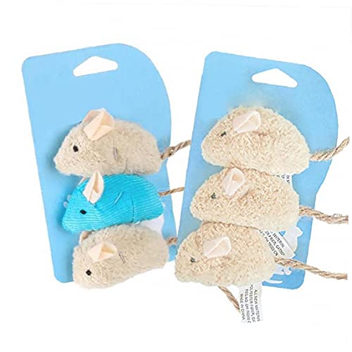 Aiyrchin 3 PCS Gato Toys Ratones, Animal Pelush Cat Toys Rat, Reproducir Ratones con Sonidos de traqueteos, Juguetes para Ratones de Gato, Juego Interactivo para Gato, Cachorro, Gatito, Gatito