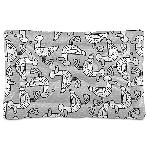 Alfombra de cama de patos negros con patas de boca y patas de perro y gato, cojín de cajón suave para mascotas pequeñas y medianas, antideslizante, lavable y seco, 36 x 24 pulgadas