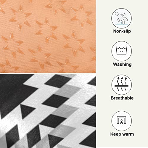 Alfombra de cama geométrica para perros y gatos, diseño tribal de color blanco, gris y negro, para mascotas pequeñas y medianas, antideslizante, lavable y seco, de 24 x 18 pulgadas