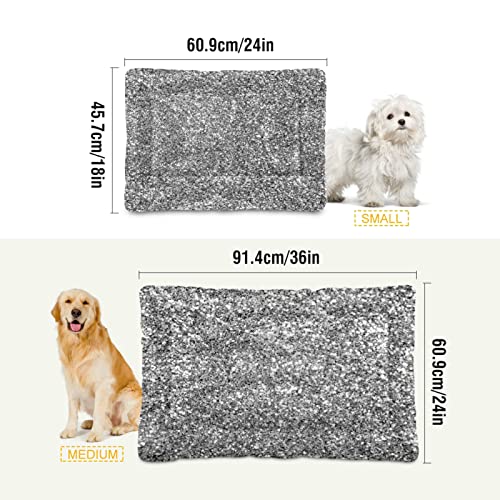 Alfombra de cama para perros y gatos, color blanco, plateado, brillante, con fondo amarillo y brillante, para mascotas pequeñas y medianas, lavable y seco, de 24 x 18 pulgadas
