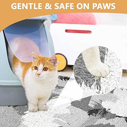 Alfombra de papel para gatos con diseño abstracto y retro, color negro, blanco, gris, para alimentar alimentos para mascotas, con respaldo para no dormir, accesorios de 17.7 x 29.5 pulgadas