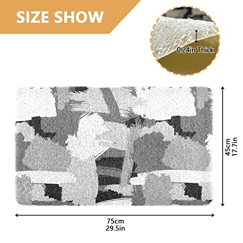 Alfombra de papel para gatos con diseño abstracto y retro, color negro, blanco, gris, para alimentar alimentos para mascotas, con respaldo para no dormir, accesorios de 17.7 x 29.5 pulgadas