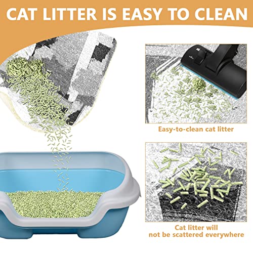 Alfombra de papel para gatos con diseño abstracto y retro, color negro, blanco, gris, para alimentar alimentos para mascotas, con respaldo para no dormir, accesorios de 17.7 x 29.5 pulgadas