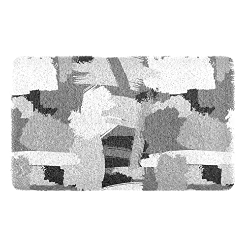 Alfombra de papel para gatos con diseño abstracto y retro, color negro, blanco, gris, para alimentar alimentos para mascotas, con respaldo para no dormir, accesorios de 17.7 x 29.5 pulgadas