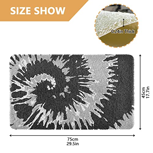 Alfombra de papel tapiz con diseño de remolino, color negro, gris y blanco, con respaldo para no dormir, accesorios para tapete de recogida de arena para mascotas, 17.7 x 29.5 pulgadas