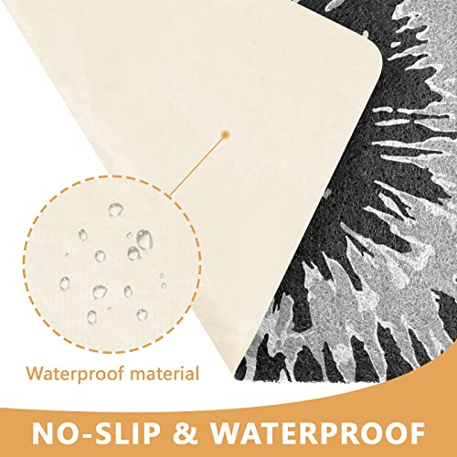 Alfombra de papel tapiz con diseño de remolino, color negro, gris y blanco, con respaldo para no dormir, accesorios para tapete de recogida de arena para mascotas, 17.7 x 29.5 pulgadas