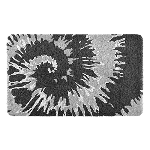 Alfombra de papel tapiz con diseño de remolino, color negro, gris y blanco, con respaldo para no dormir, accesorios para tapete de recogida de arena para mascotas, 17.7 x 29.5 pulgadas