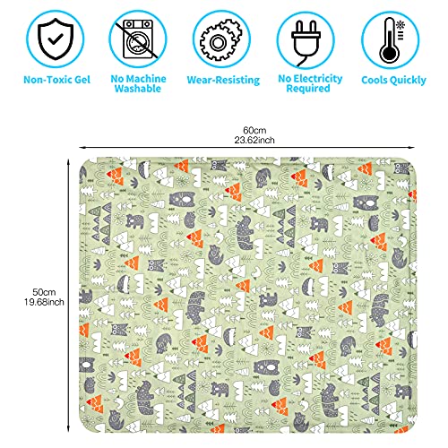 Alfombra Refrescante para Perros,Manta Refrigerante Gato,Alfombrilla de Refrigeración para Animales,Gel No Tóxico,Autoenfriante, Sofás,Perreras,Piso (50x60cm, Verde)