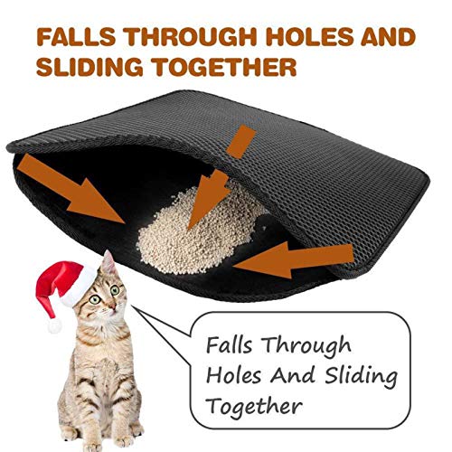 Alfombrilla de arena para gatos para mascotas, caja de arena para atrapar estera EVA de doble capa de arena para gatos y accesorios para mascotas
