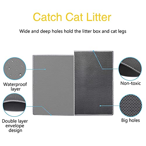 Alfombrilla de arena para gatos para mascotas, caja de arena para atrapar estera EVA de doble capa de arena para gatos y accesorios para mascotas
