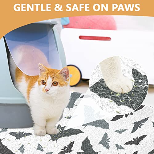 Alfombrilla de basura para gatos blancos sin costuras, color negro y gris con respaldo para no dormir, accesorios para alfombra de recogida de arena para mascotas, 17.7 x 29.5 pulgadas