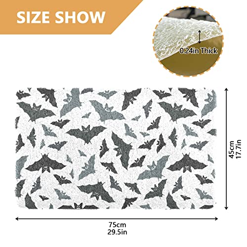 Alfombrilla de basura para gatos blancos sin costuras, color negro y gris con respaldo para no dormir, accesorios para alfombra de recogida de arena para mascotas, 17.7 x 29.5 pulgadas