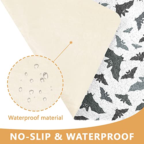 Alfombrilla de basura para gatos blancos sin costuras, color negro y gris con respaldo para no dormir, accesorios para alfombra de recogida de arena para mascotas, 17.7 x 29.5 pulgadas