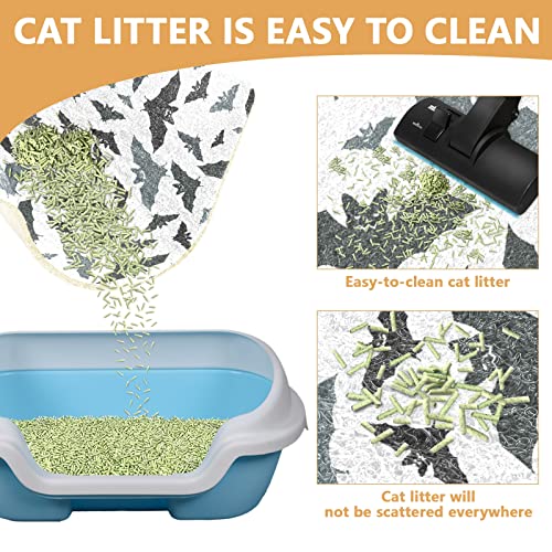Alfombrilla de basura para gatos blancos sin costuras, color negro y gris con respaldo para no dormir, accesorios para alfombra de recogida de arena para mascotas, 17.7 x 29.5 pulgadas