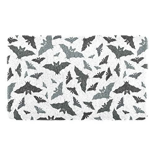 Alfombrilla de basura para gatos blancos sin costuras, color negro y gris con respaldo para no dormir, accesorios para alfombra de recogida de arena para mascotas, 17.7 x 29.5 pulgadas