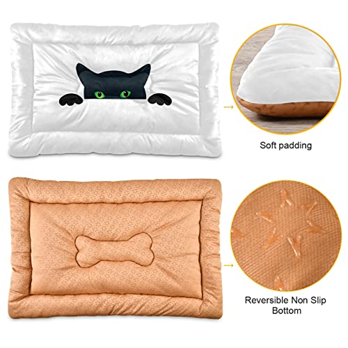 Alfombrilla de cama de gato negro con ojos verdes y ojos en blanco para perros y gatos, cojín suave para colchón para mascotas pequeñas y medianas, antideslizante, lavable y seco de 24 x 18 pulgadas
