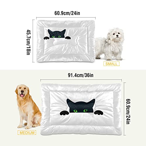 Alfombrilla de cama de gato negro con ojos verdes y ojos en blanco para perros y gatos, cojín suave para colchón para mascotas pequeñas y medianas, antideslizante, lavable y seco de 24 x 18 pulgadas