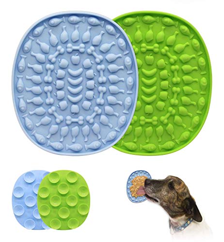 Alfombrilla de silicona perfecta para el baño del perro, herramienta para el aseo del perro, superventosas, simplemente añade mantequilla de cacahuete.