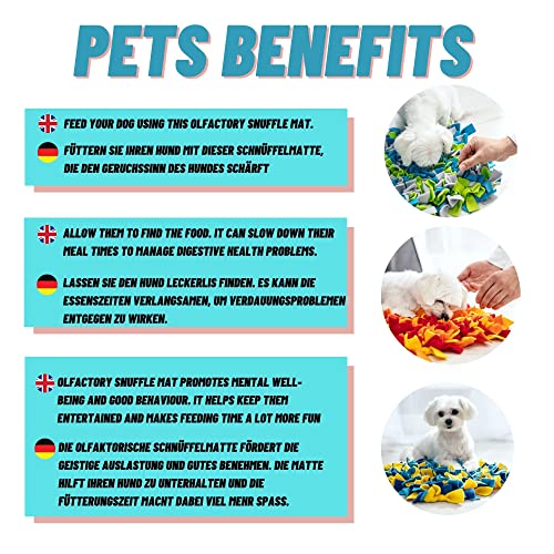 Alfombrilla Olfativa para Perros, Esterilla Estimulante del Olfato para Perros, Esterilla para Una Alimentación Relajante y Divertida para Perros - Caramelo de Menta - 40x40 cm