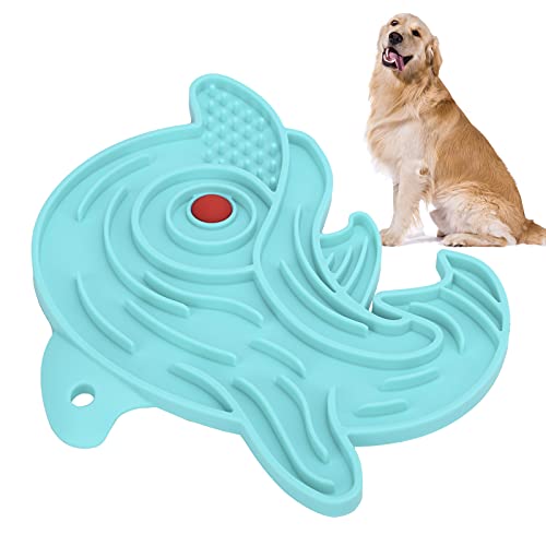 Alfombrilla para Lamer con Forma De Delfín, Dureza Y Durabilidad. Seguro Y Saludable para Usar Alfombrilla para Lamer para Perros Portátil Y Liviana para Gatos Y Perros Pequeños De(Azul delfín)