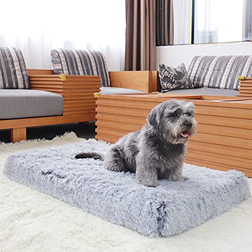 Alfombrilla para Mascotas, Alfombrilla Suave Antideslizante, Cojín Cuadrado De Felpa Extraíble, Lavable A Máquina, para Cama De Perro, Cojín De Gato (S,Gray)