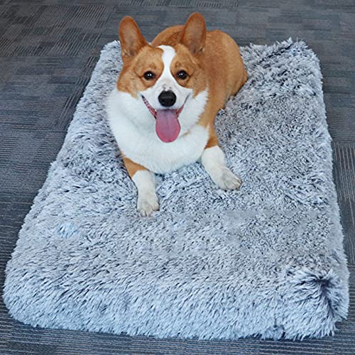 Alfombrilla para Mascotas, Alfombrilla Suave Antideslizante, Cojín Cuadrado De Felpa Extraíble, Lavable A Máquina, para Cama De Perro, Cojín De Gato (S,Gray)