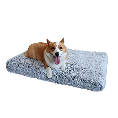 Alfombrilla para Mascotas, Alfombrilla Suave Antideslizante, Cojín Cuadrado De Felpa Extraíble, Lavable A Máquina, para Cama De Perro, Cojín De Gato (S,Gray)