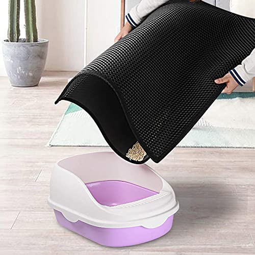 Alfombrilla plegable para arena para gatos y mascotas, doble capa, almohadilla antideslizante de EVA, arena para gatos, cuero para inodoro, almohadilla para limpieza impermeable, accesorios para limp