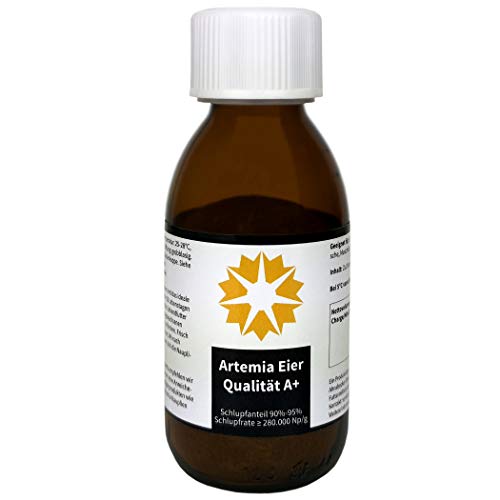 algova Huevos de Artemia A+ Calidad hasta el 95% Tasa de eclosión Cangrejos prehistóricos Alimento Vivo para la cría de Discos, cíclidos, Guppies, Peces Ornamentales, Molly, Axolotl, camarones (50g)