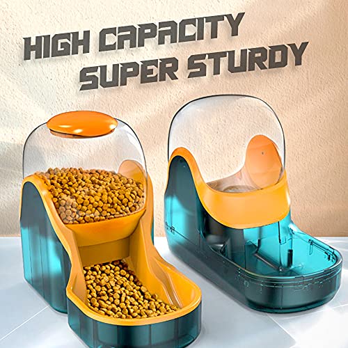 Alimentador automático para mascotas, fuente de agua potable, dispensador de inclinación, recipiente de agua para mascotas, dispensador de alimentos verdes para mascotas (3.8 L/1.5 kg)