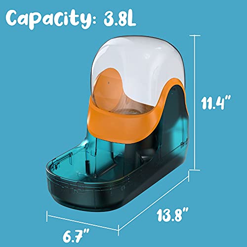 Alimentador automático para mascotas, fuente de agua potable, dispensador de inclinación, recipiente de agua para mascotas, dispensador de alimentos verdes para mascotas (3.8 L/1.5 kg)