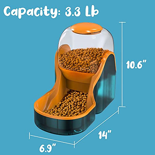 Alimentador automático para mascotas, fuente de agua potable, dispensador de inclinación, recipiente de agua para mascotas, dispensador de alimentos verdes para mascotas (3.8 L/1.5 kg)