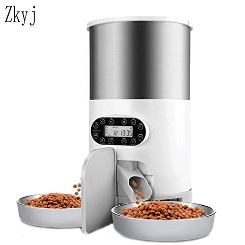 Alimentador automático para mascotas NC Cuenco para perros de acero inoxidable 4,5 L Dispensador de alimentos para mascotas Máquina expendedora grande Catand Dog4 Registrador de comidas