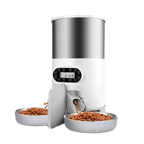 Alimentador automático para mascotas NC Cuenco para perros de acero inoxidable 4,5 L Dispensador de alimentos para mascotas Máquina expendedora grande Catand Dog4 Registrador de comidas