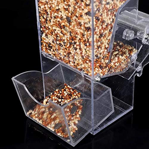 Alimentador automático sin lío para pájaros con jaula de perca, contenedor de alimentos para cacatúa canaria Budgerigar La bandeja de Shell es extraíble para una fácil limpieza.