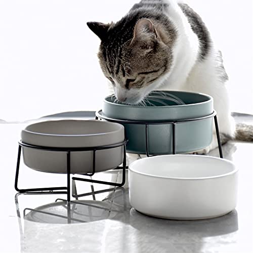 Alimentador divertido Cuencos dobles for perros de gato,cuencos elevados for perros,tazón de perro,for perros pequeños,perros de cerámica,gatos,stand,13.50 oz Comedero para perros comedero lento para