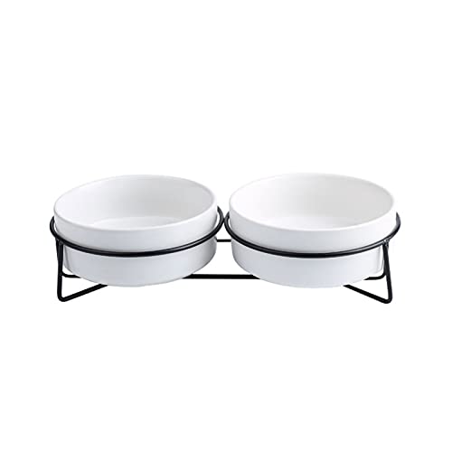 Alimentador divertido Cuencos dobles for perros de gato,cuencos elevados for perros,tazón de perro,for perros pequeños,perros de cerámica,gatos,stand,13.50 oz Comedero para perros comedero lento para