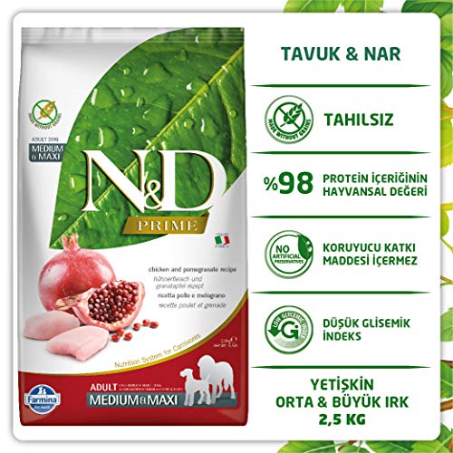 Alimento para perros Farmina Natural & Delicious Prime pollo y granada adulto mediano y maxi 5.5 lb