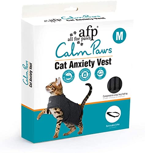 ALL FOR PAWS Chaqueta de ansiedad ajustable para gatos, antiansiedad con latidos cardíacos y alivio del estrés, abrigo calmante funcional para gatos y gatos