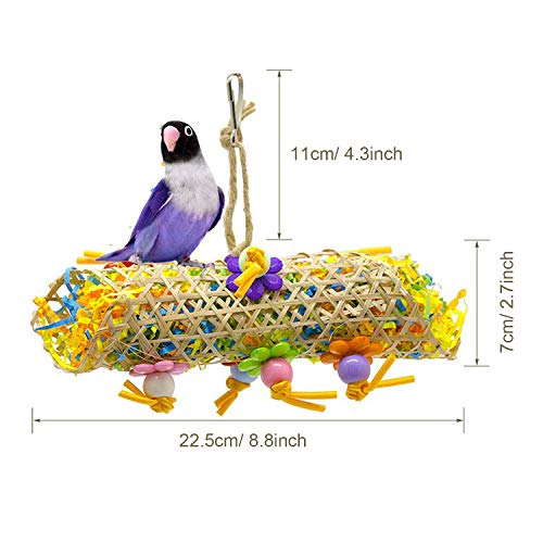 Allazone 7 Pz Juguetes para Pájaros, Juguetes para Jaulas de Pájaros Hamaca de Madera,Que Cuelga la Perca Juguete para Pequeños y Medianos Loros de Aves