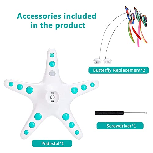 ALLOMN Juguetes interactivos para gatos de interior, juguetes de mariposa rotativos electrónicos automáticos para caza, persecución y ejercicio, juegos de juguete de caza para gatos y mascotas