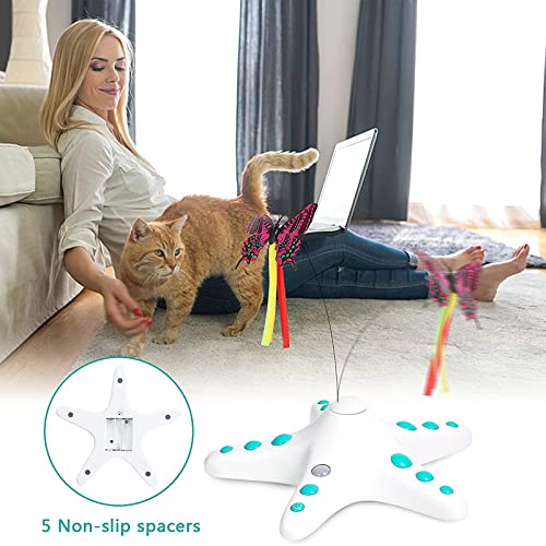 ALLOMN Juguetes interactivos para gatos de interior, juguetes de mariposa rotativos electrónicos automáticos para caza, persecución y ejercicio, juegos de juguete de caza para gatos y mascotas
