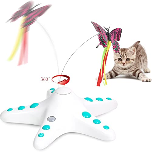 ALLOMN Juguetes interactivos para gatos de interior, juguetes de mariposa rotativos electrónicos automáticos para caza, persecución y ejercicio, juegos de juguete de caza para gatos y mascotas