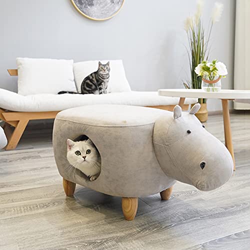 Almacenamiento De Animales De Cuero Otomano,Condominio Moderno Para Gatos Taburete De Reposapiés,Accent Muebles Para Mascotas Puff Taburete Para Gato Perro Pequeño-Elefante 74x43x37cm(29x17x15inch)