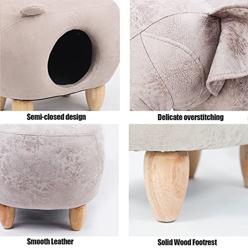 Almacenamiento De Animales De Cuero Otomano,Condominio Moderno Para Gatos Taburete De Reposapiés,Accent Muebles Para Mascotas Puff Taburete Para Gato Perro Pequeño-Elefante 74x43x37cm(29x17x15inch)