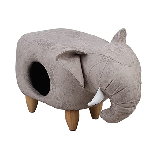 Almacenamiento De Animales De Cuero Otomano,Condominio Moderno Para Gatos Taburete De Reposapiés,Accent Muebles Para Mascotas Puff Taburete Para Gato Perro Pequeño-Elefante 74x43x37cm(29x17x15inch)