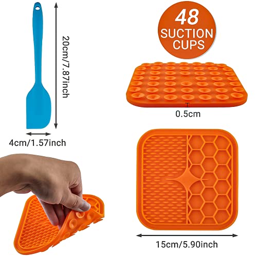 Almohadilla para Lamer,Silicona Alimentación Lenta,Almohadillas Lamer Mascotas con Ventosa,Alfombrilla para Lamer con Espátula de Silicona- para Baño de Mascotas, Aseo y Entrenamiento de Perros/Gatos